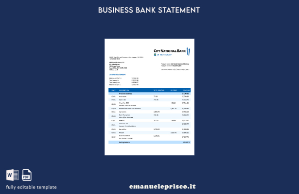 modello Word e PDF della dichiarazione organizzativa della City National Bank in